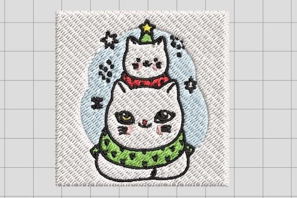 Christmas Cat Pine Tree Embroidery File
