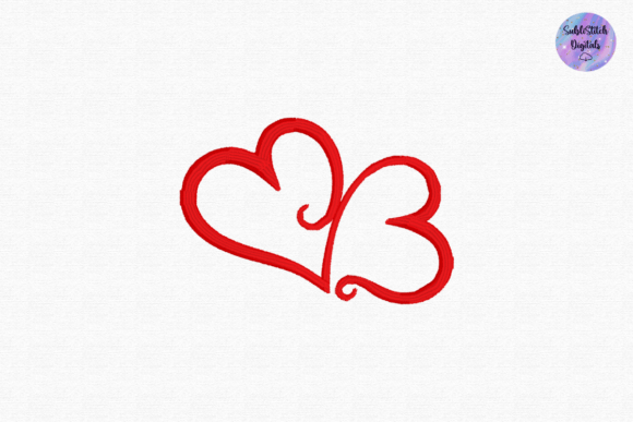 Cute Double Hearts Embroidery