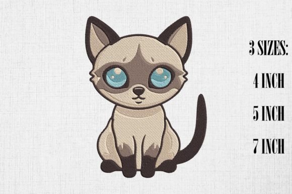 Cute Kawaii Siamese Cat Embroidery