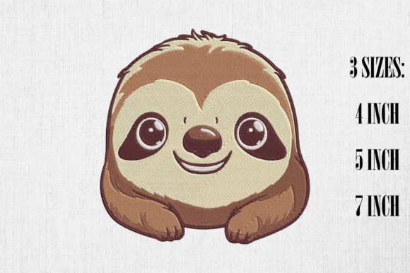 Cute Sloth Embroidery Design
