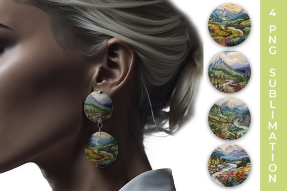 Embroidery Mountain Landscape Earrings