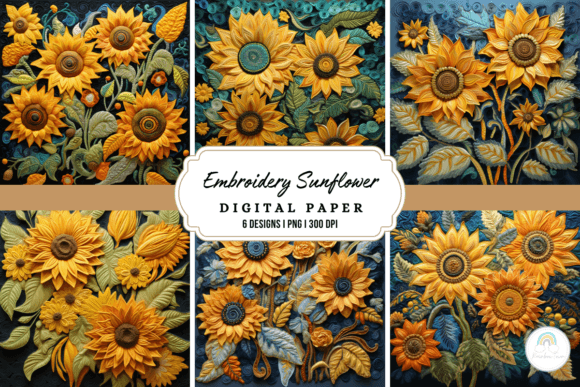 Embroidery Sunflower Background