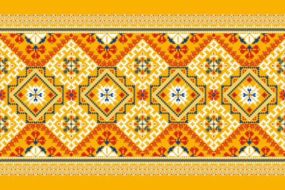Floral Knitted Embroidery.Pixel Art