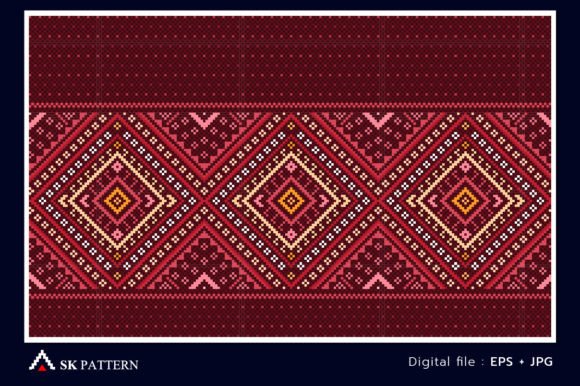 Red Embroidery Ethnic Pattern Geometric