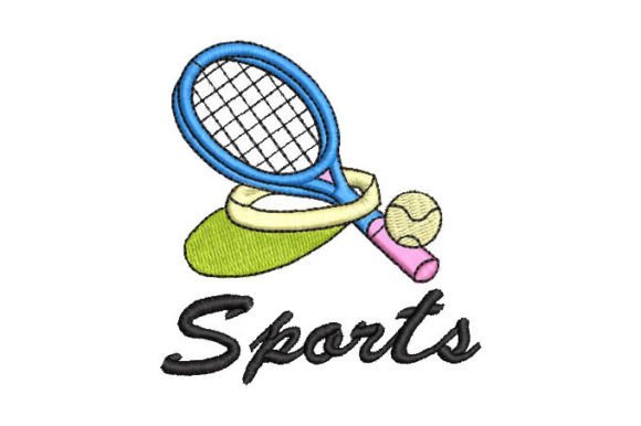 Tennis Racket with Ball Embroidery Design