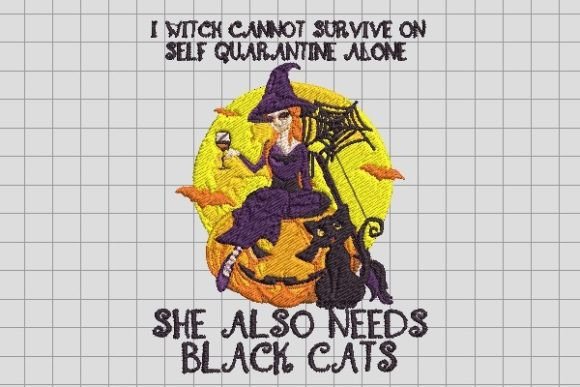 Witch Survive with Black Cat Embroidery